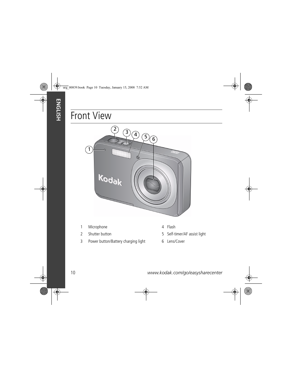 Front view | Kodak V1073 User Manual | Page 10 / 27