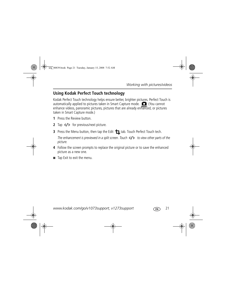 Kodak V1073 User Manual | Page 21 / 27