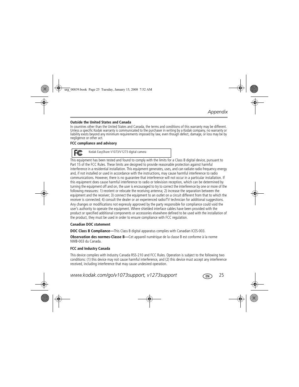 Kodak V1073 User Manual | Page 25 / 27
