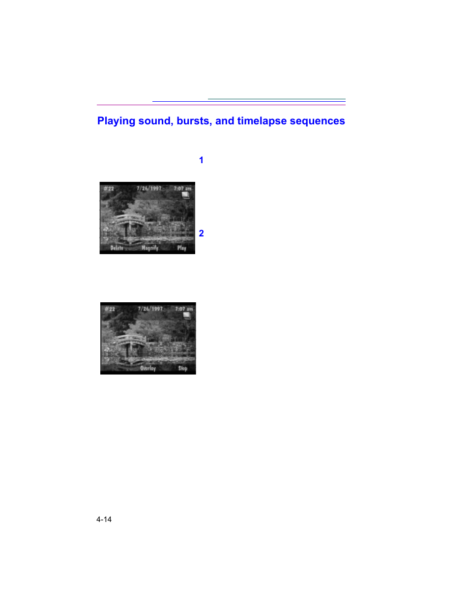 Playing sound, bursts, and timelapse sequences | Kodak DC260 User Manual | Page 58 / 140
