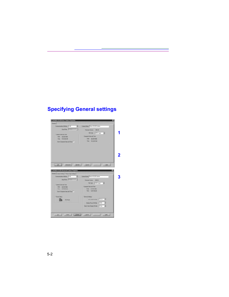 Specifying general settings | Kodak DC260 User Manual | Page 62 / 140