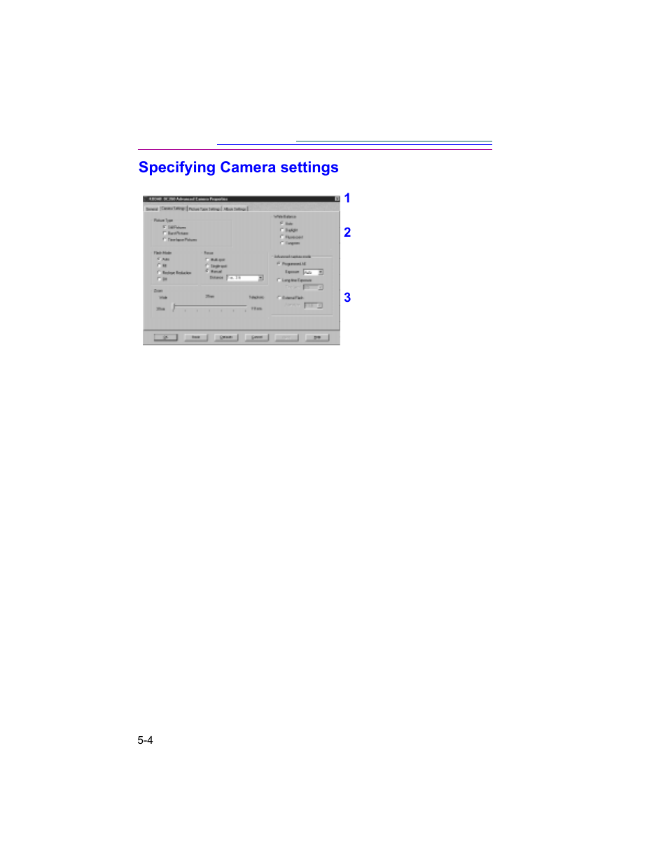 Specifying camera settings | Kodak DC260 User Manual | Page 64 / 140