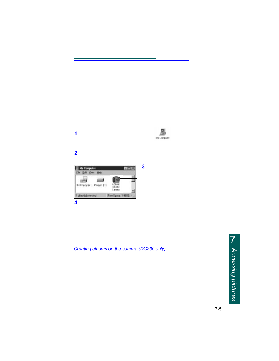 Accessing pictures | Kodak DC260 User Manual | Page 80 / 140