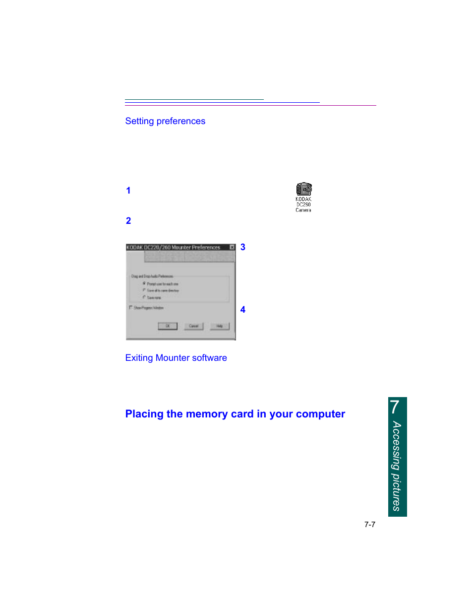 Accessing pictures | Kodak DC260 User Manual | Page 82 / 140