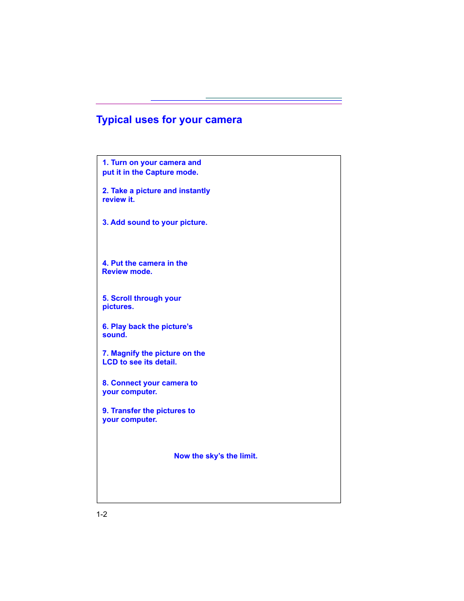 Typical uses for your camera | Kodak DC260 User Manual | Page 9 / 140