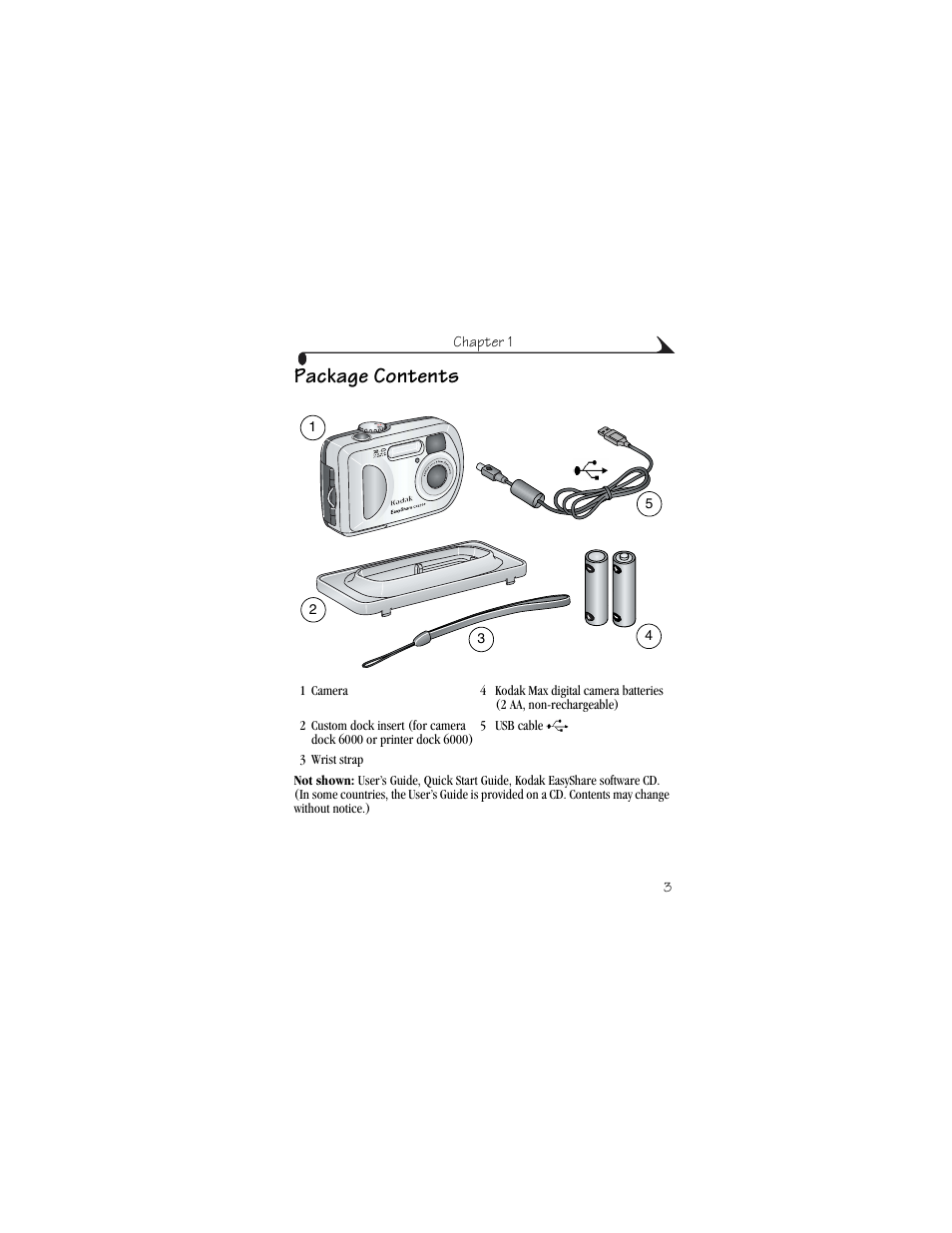 Package contents | Kodak CX6200 User Manual | Page 15 / 120