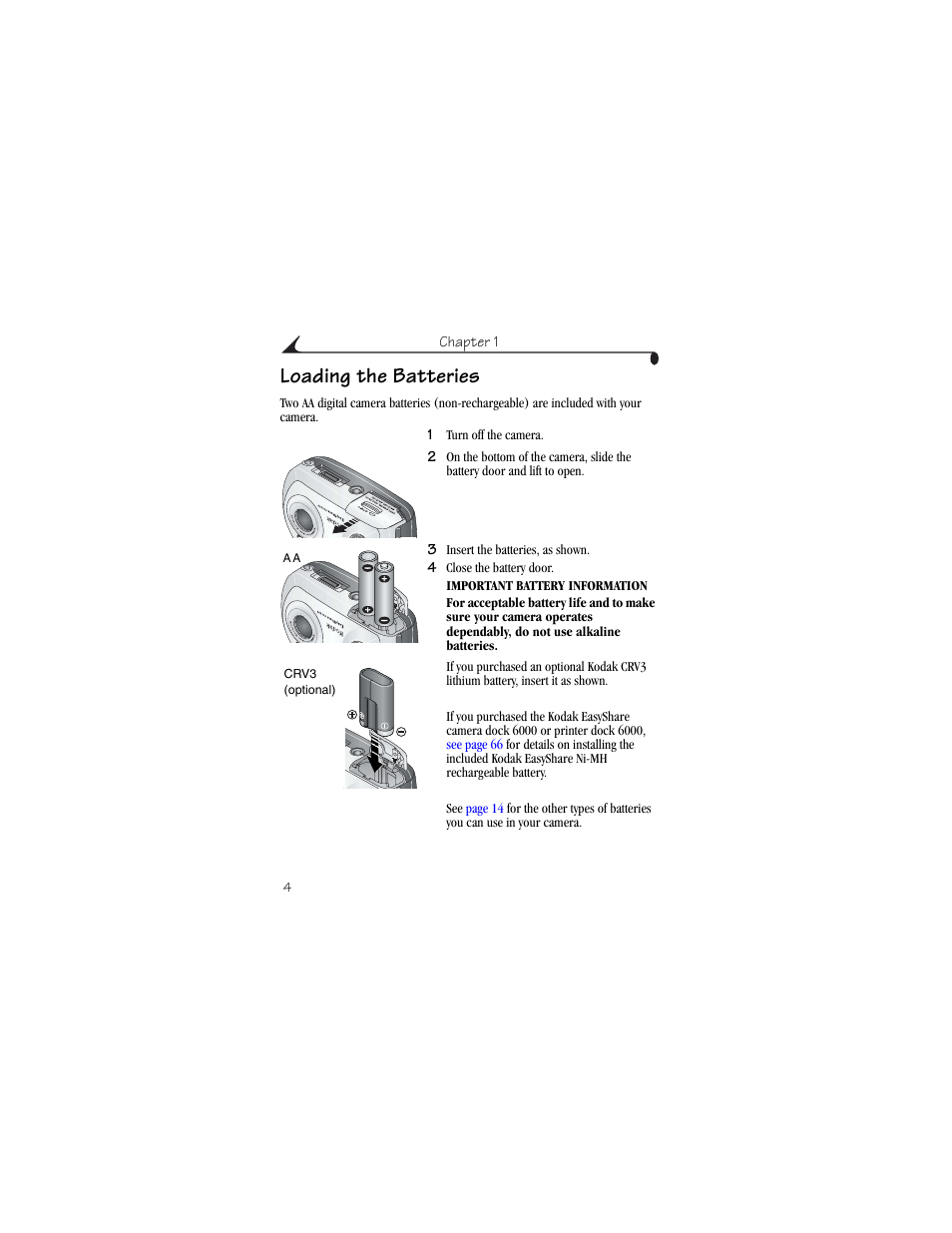 Loading the batteries | Kodak CX6200 User Manual | Page 16 / 120