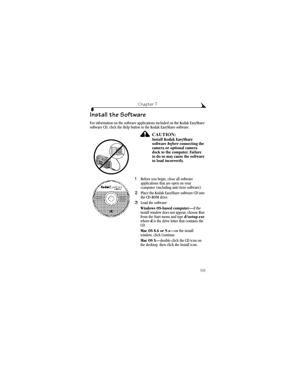 Install the software, Sd/mmc cards and internal memory | Kodak CX6200 User Manual | Page 71 / 120