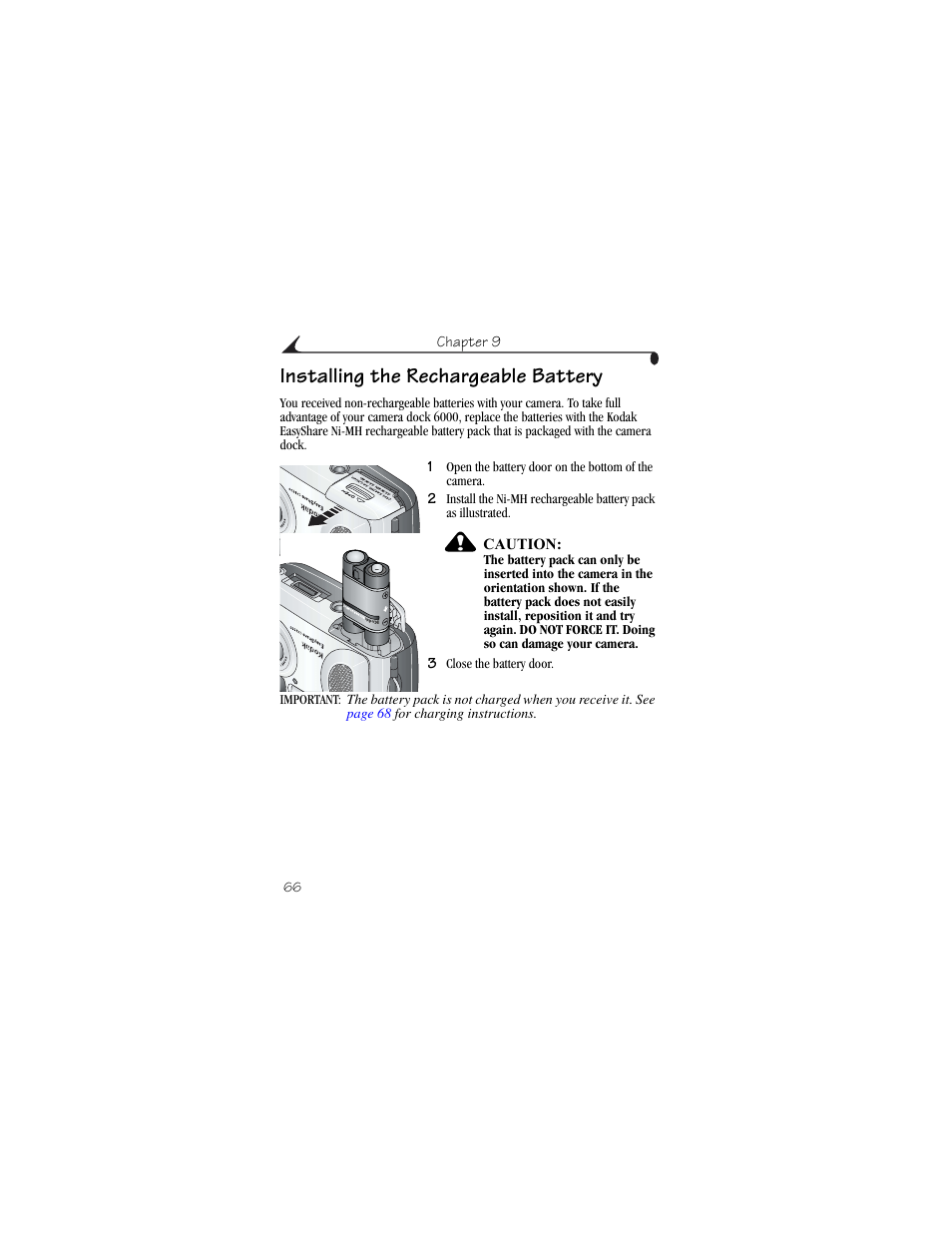 Installing the rechargeable battery | Kodak CX6200 User Manual | Page 78 / 120