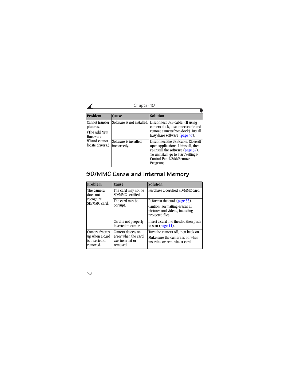 Sd/mmc cards and internal memory | Kodak CX6200 User Manual | Page 90 / 120