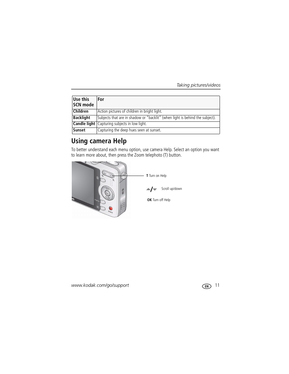 Using camera help | Kodak MD1063 User Manual | Page 17 / 75