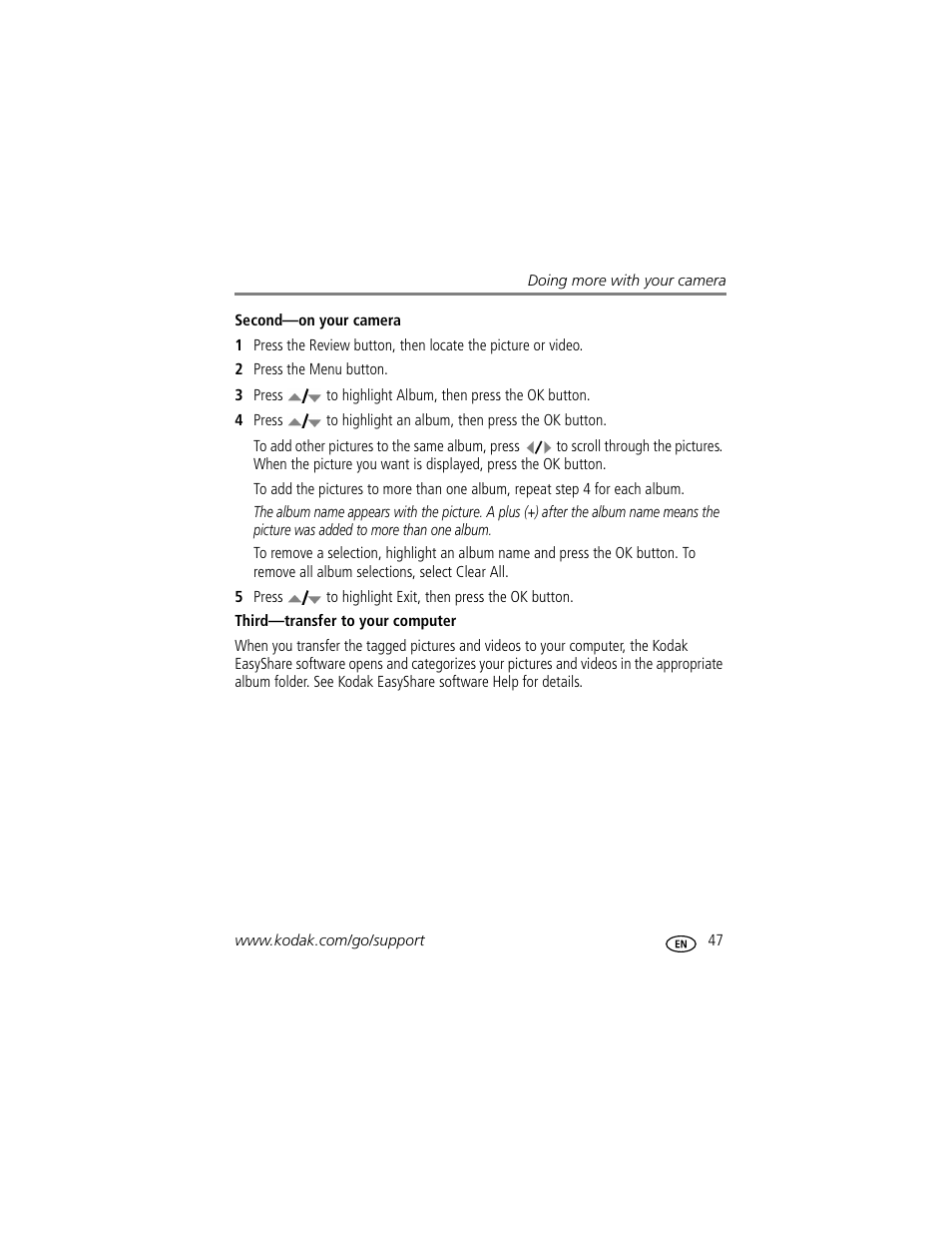 Second-on your camera, Third-transfer to your computer | Kodak Z612 User Manual | Page 53 / 90