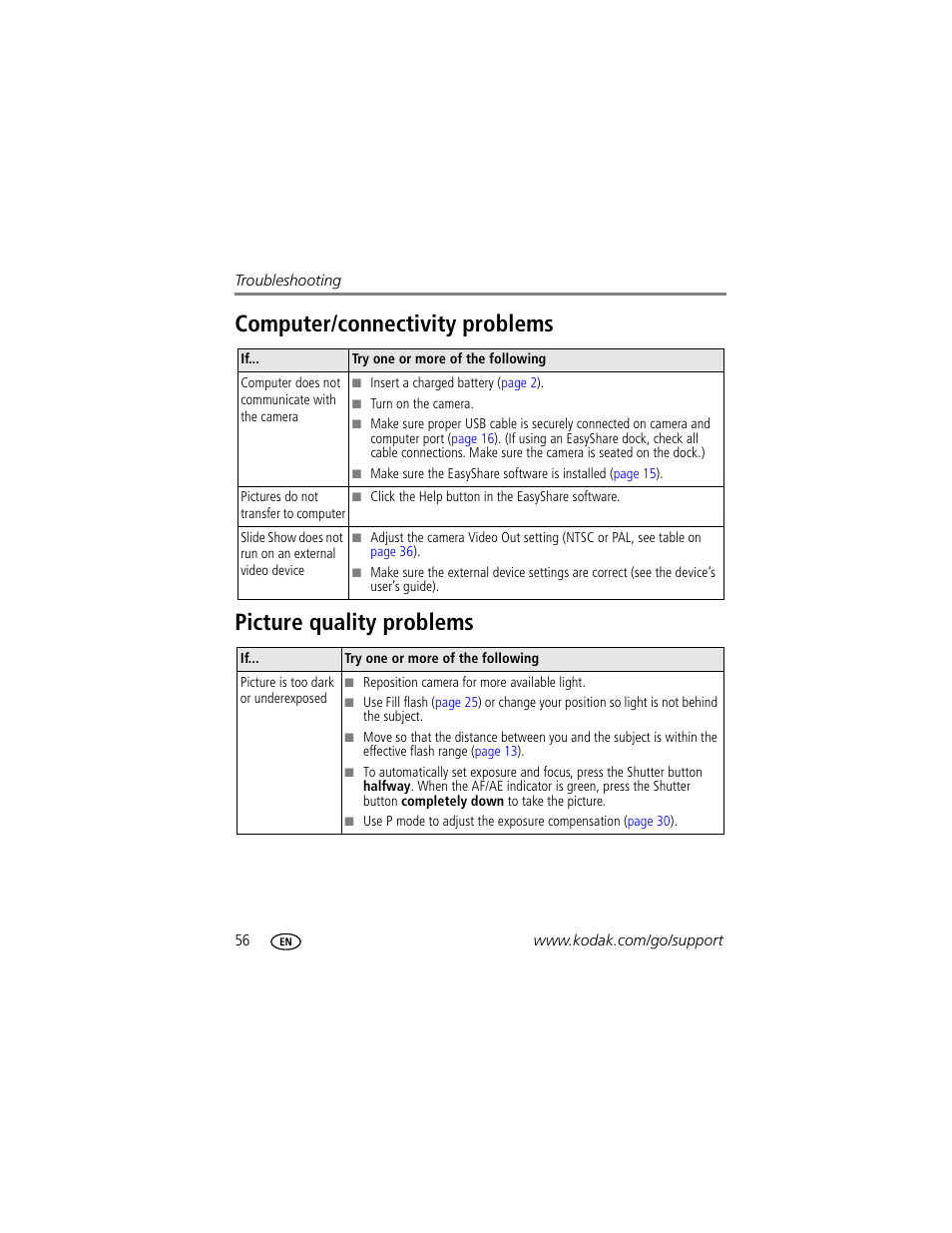 Computer/connectivity problems, Picture quality problems | Kodak Z612 User Manual | Page 62 / 90