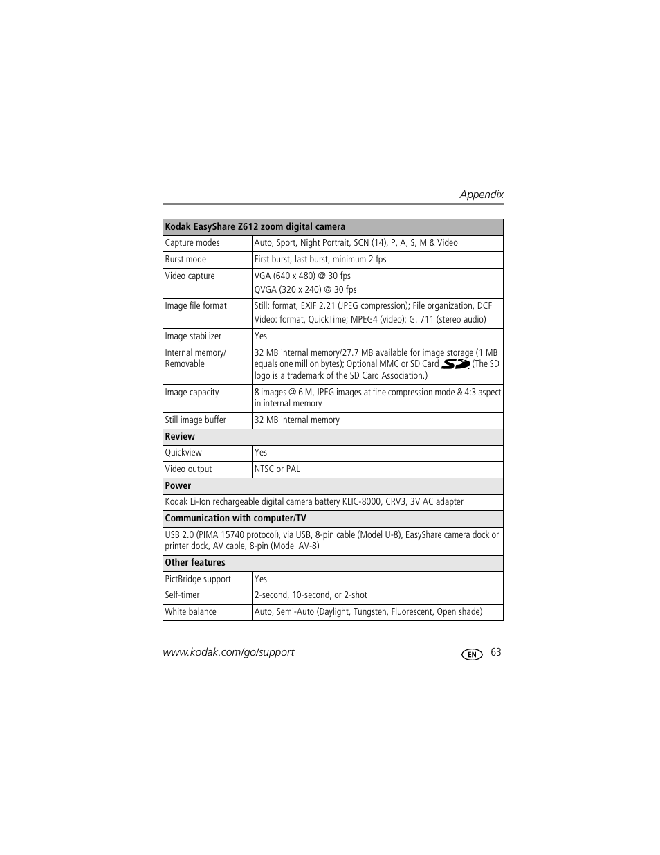 Kodak Z612 User Manual | Page 69 / 90