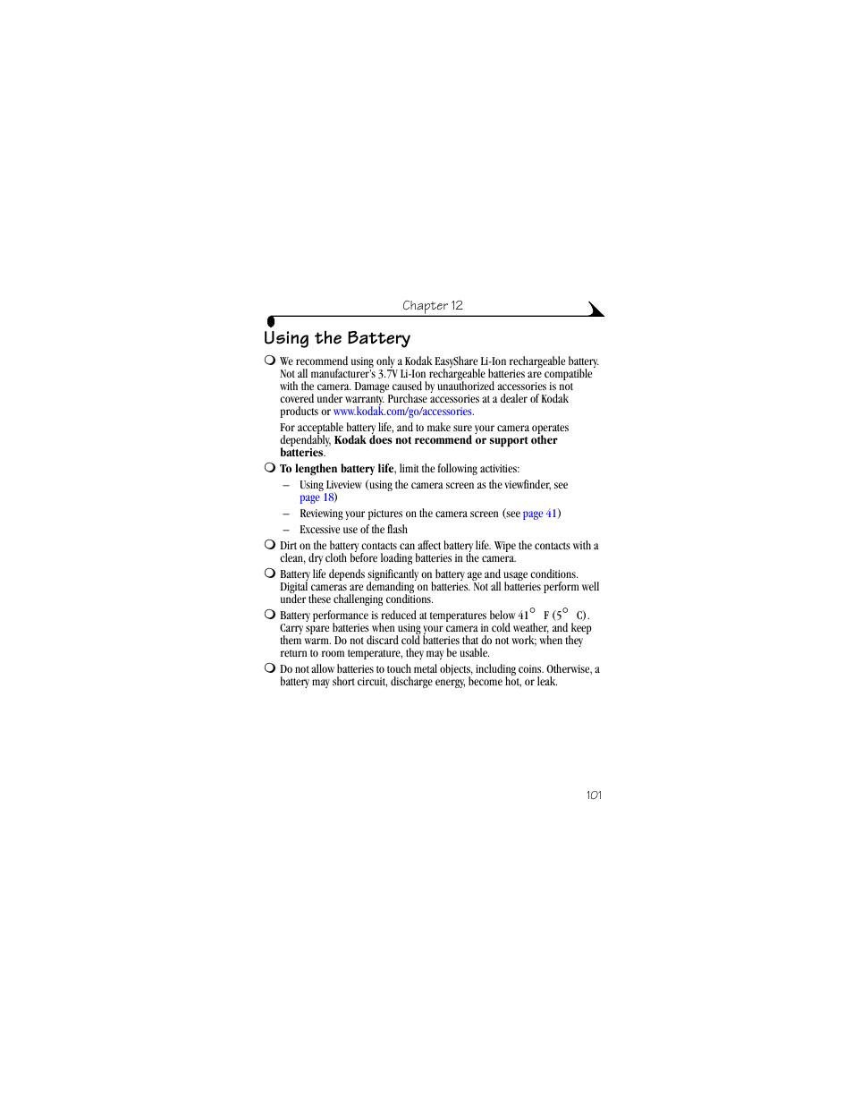 Using the battery | Kodak LS633 User Manual | Page 113 / 124