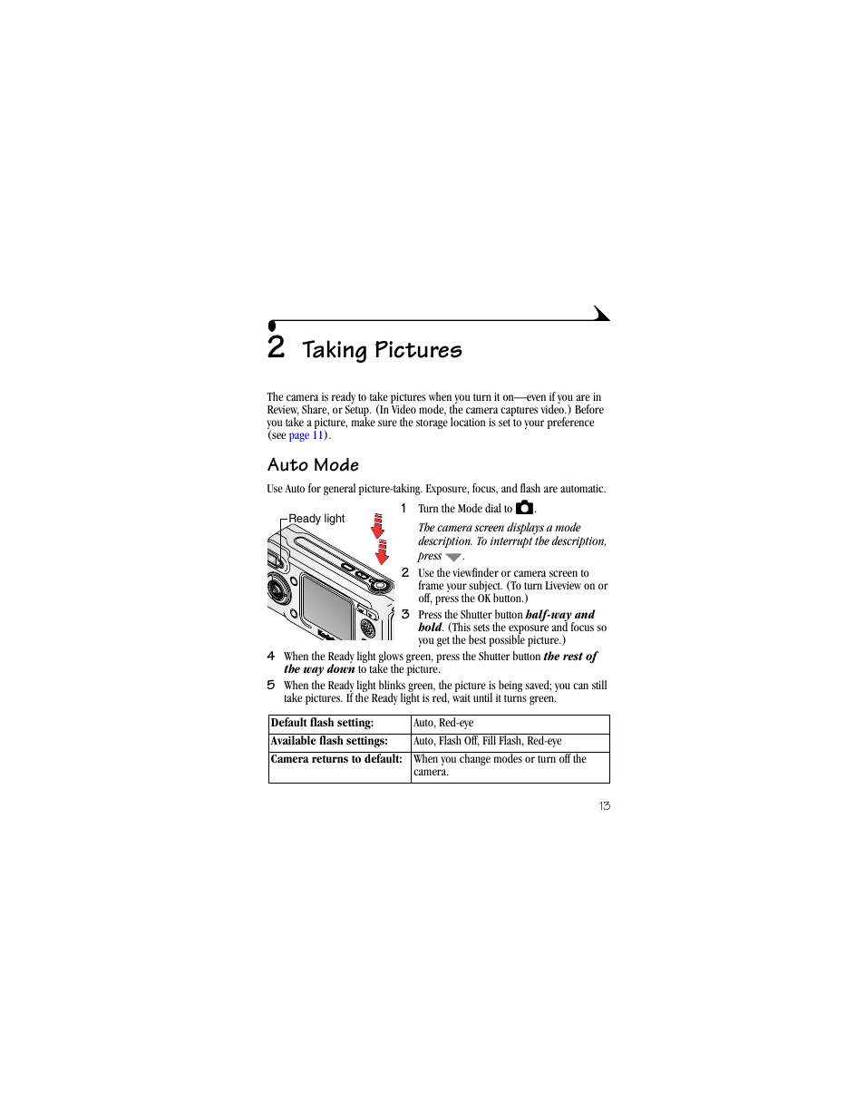 2 taking pictures, Auto mode, Taking pictures | Kodak LS633 User Manual | Page 25 / 124
