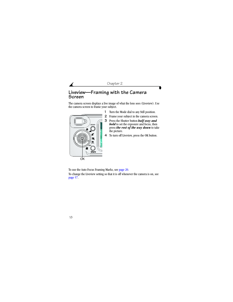 Liveview—framing with the camera screen | Kodak LS633 User Manual | Page 30 / 124