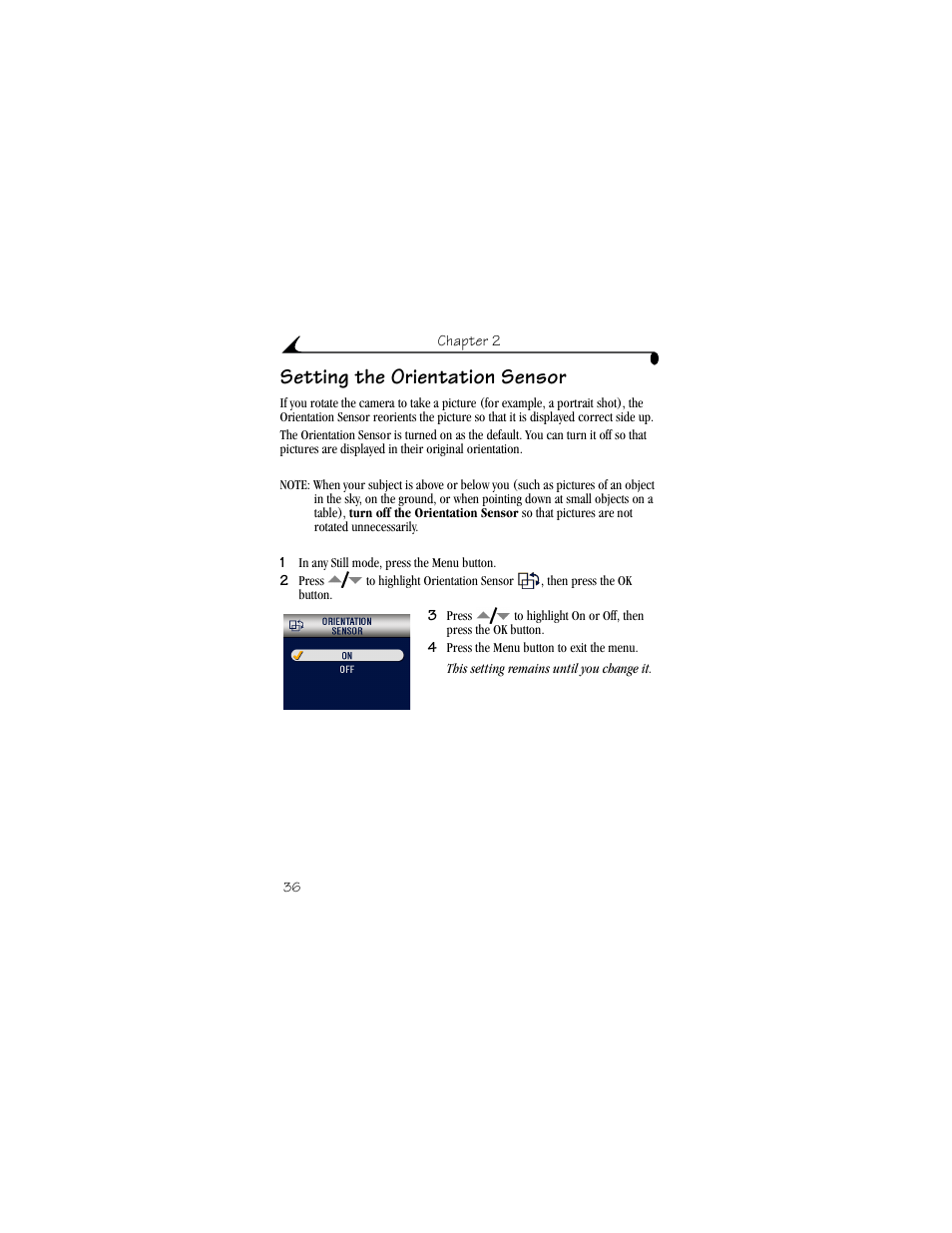 Setting the orientation sensor | Kodak LS633 User Manual | Page 48 / 124