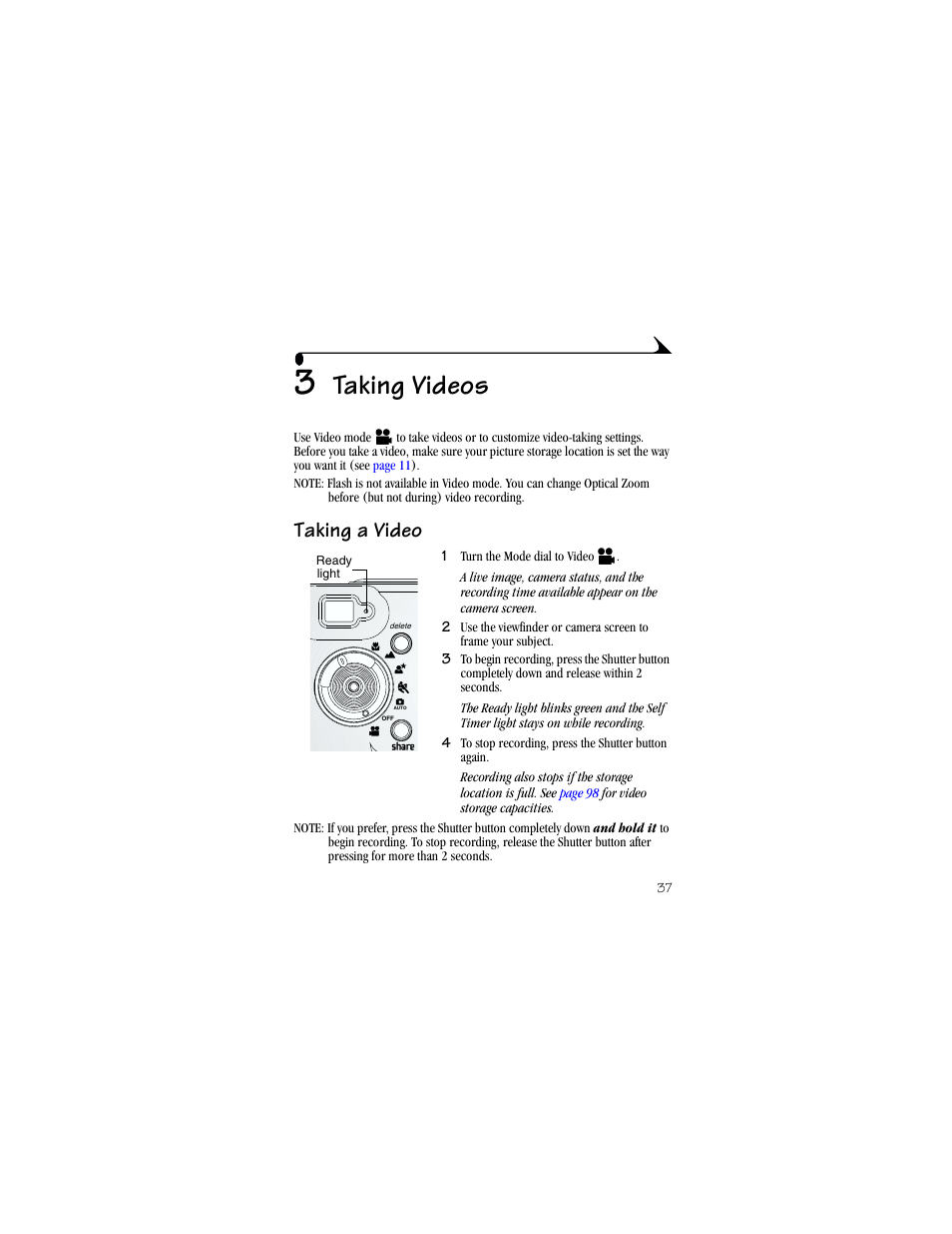 3 taking videos, Taking a video, Taking videos | Kodak LS633 User Manual | Page 49 / 124