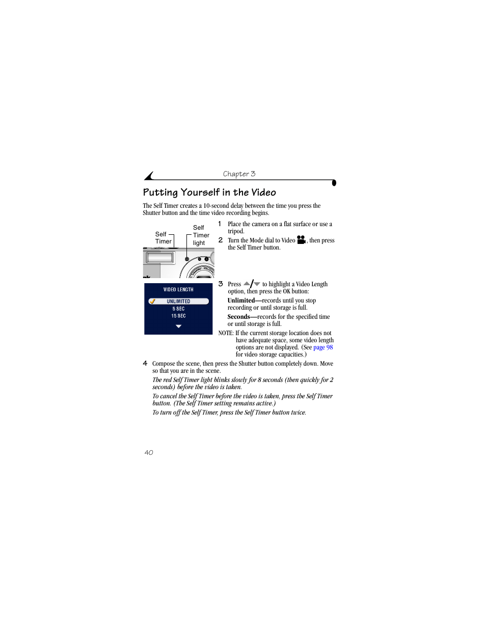 Putting yourself in the video, Setup menus | Kodak LS633 User Manual | Page 52 / 124