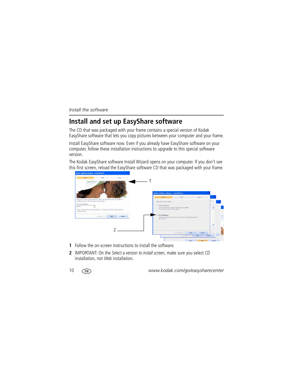 Install and set up easyshare software | Kodak EX811 User Manual | Page 10 / 26