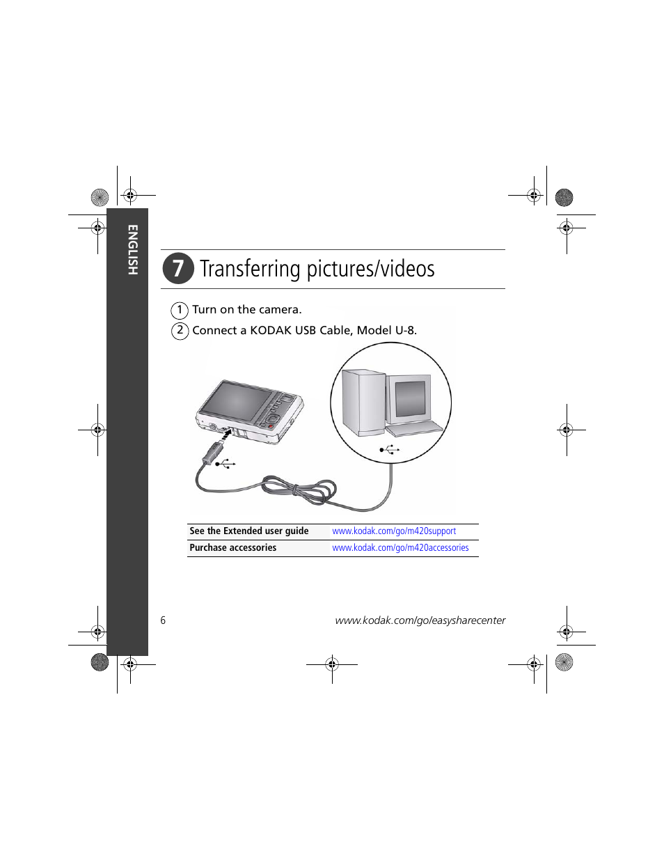 Transferring pictures/videos | Kodak M420 User Manual | Page 6 / 27