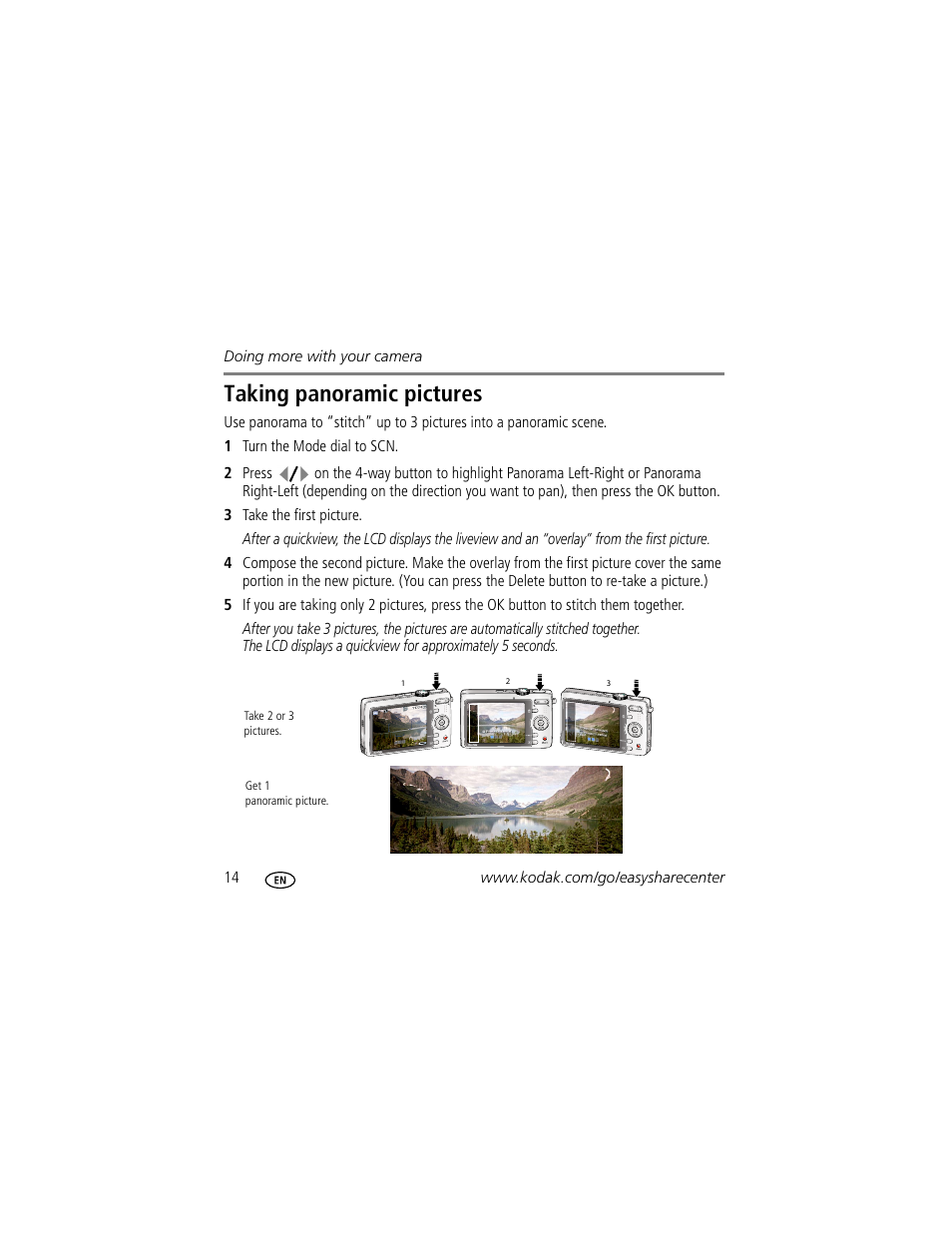Taking panoramic pictures | Kodak M763 User Manual | Page 14 / 29