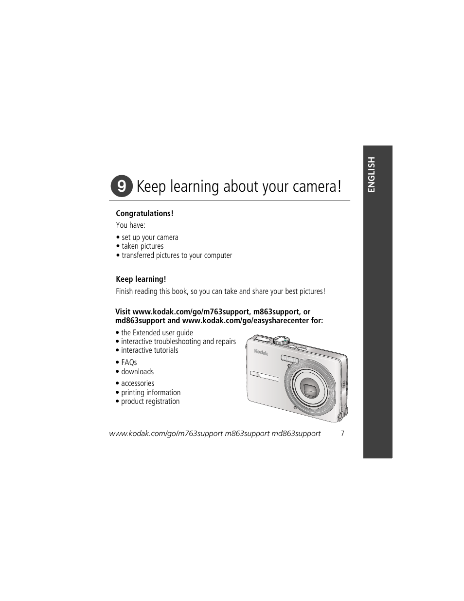 Keep learning about your camera | Kodak M763 User Manual | Page 7 / 29