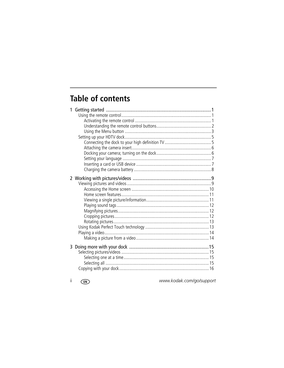 Kodak HDTV Dock User Manual | Page 4 / 36
