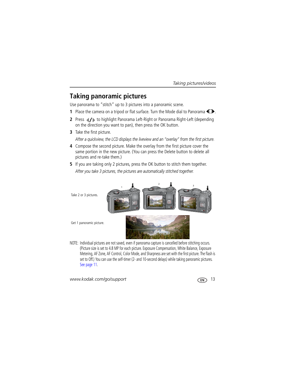 Taking panoramic pictures | Kodak ZD8612 IS User Manual | Page 19 / 76