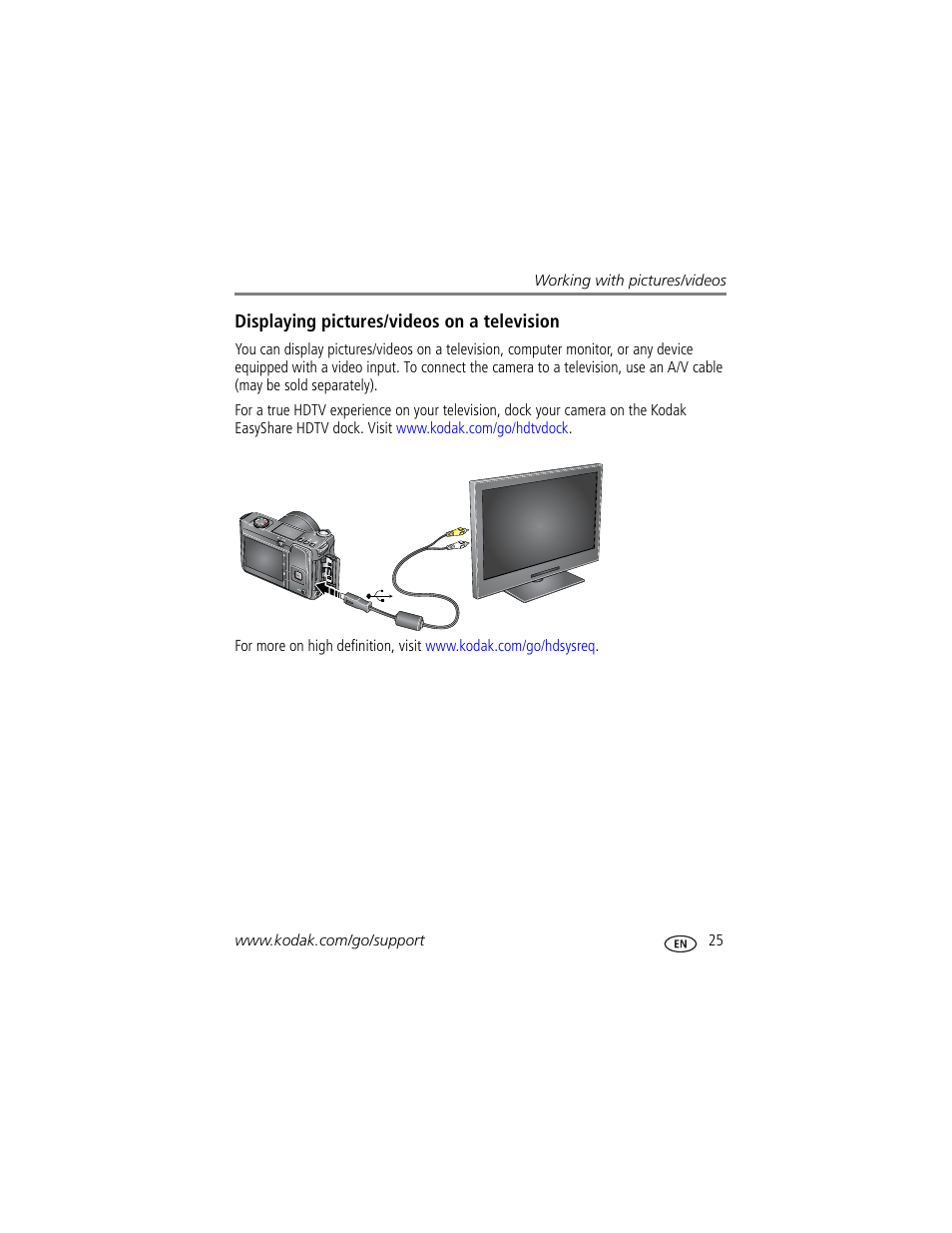 Displaying pictures/videos on a television | Kodak ZD8612 IS User Manual | Page 31 / 76