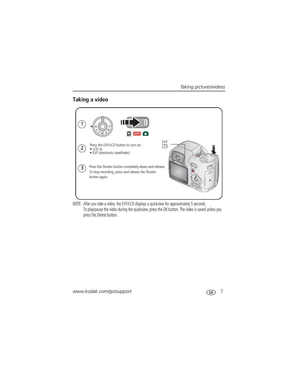 Taking a video | Kodak Z710 User Manual | Page 13 / 74