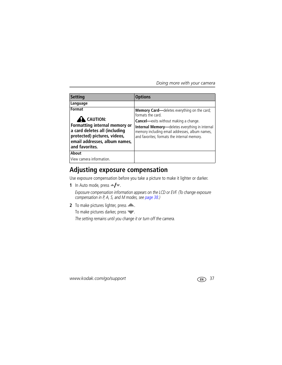 Adjusting exposure compensation | Kodak Z710 User Manual | Page 43 / 74