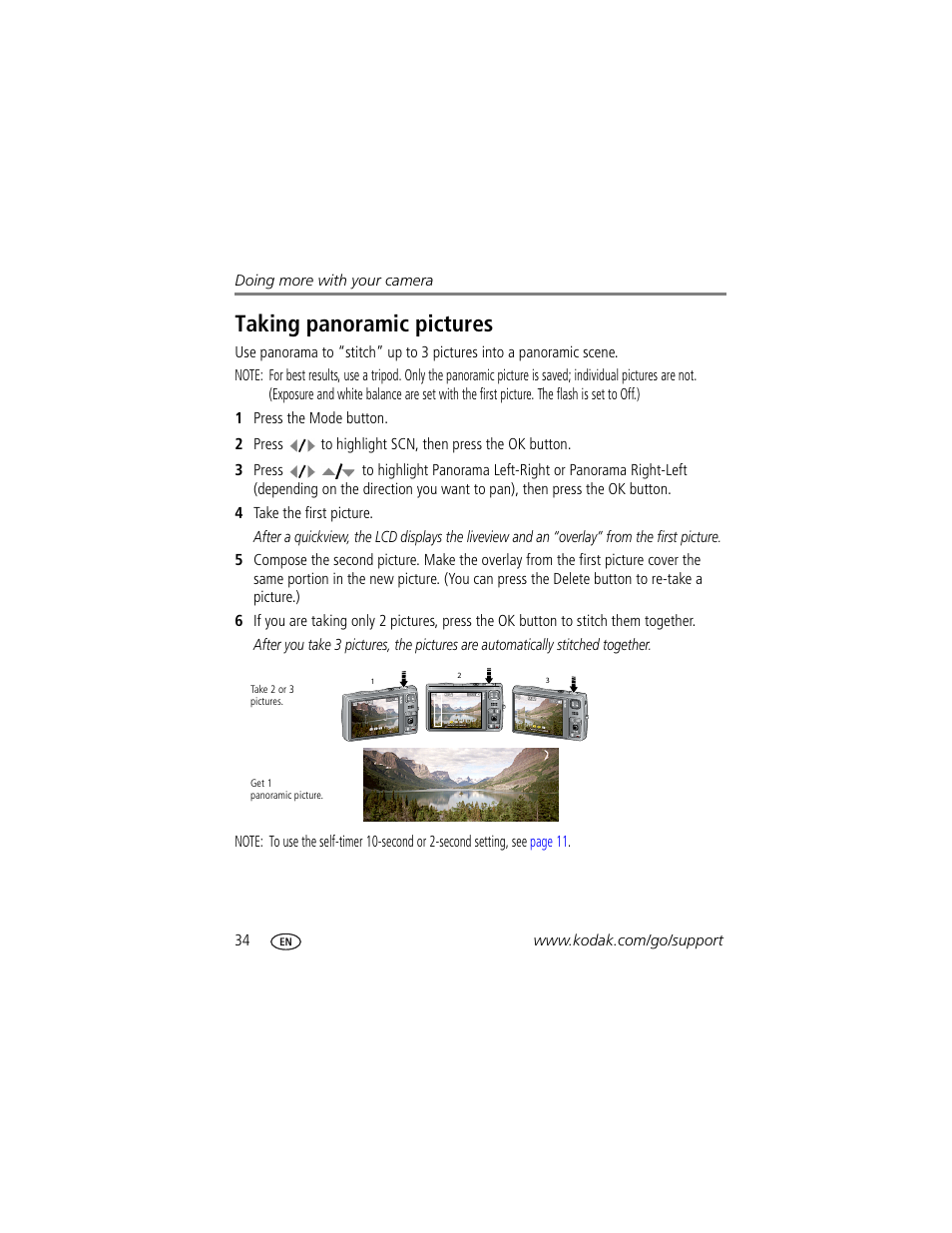 Taking panoramic pictures | Kodak M1033 User Manual | Page 40 / 72