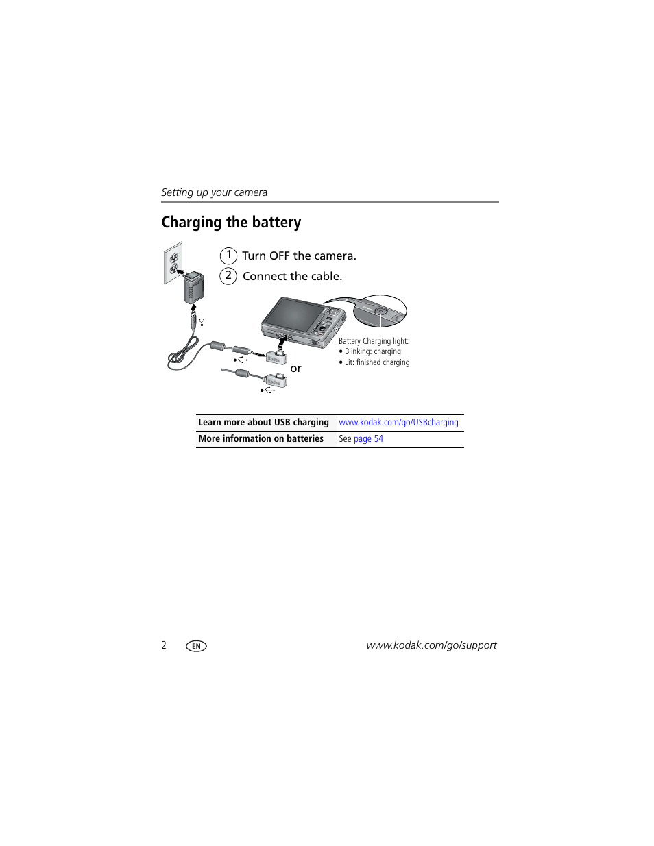 Charging the battery | Kodak M1033 User Manual | Page 8 / 72