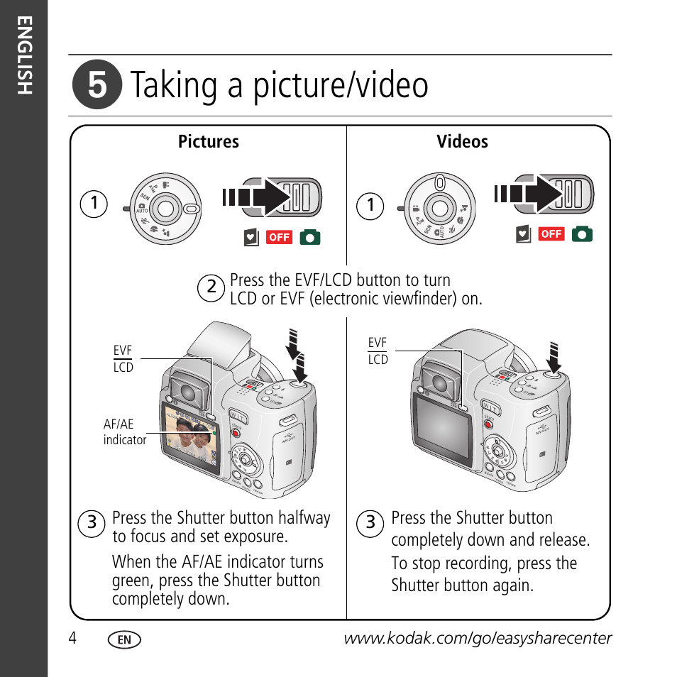 Taking a picture/video | Kodak Z710 User Manual | Page 4 / 29