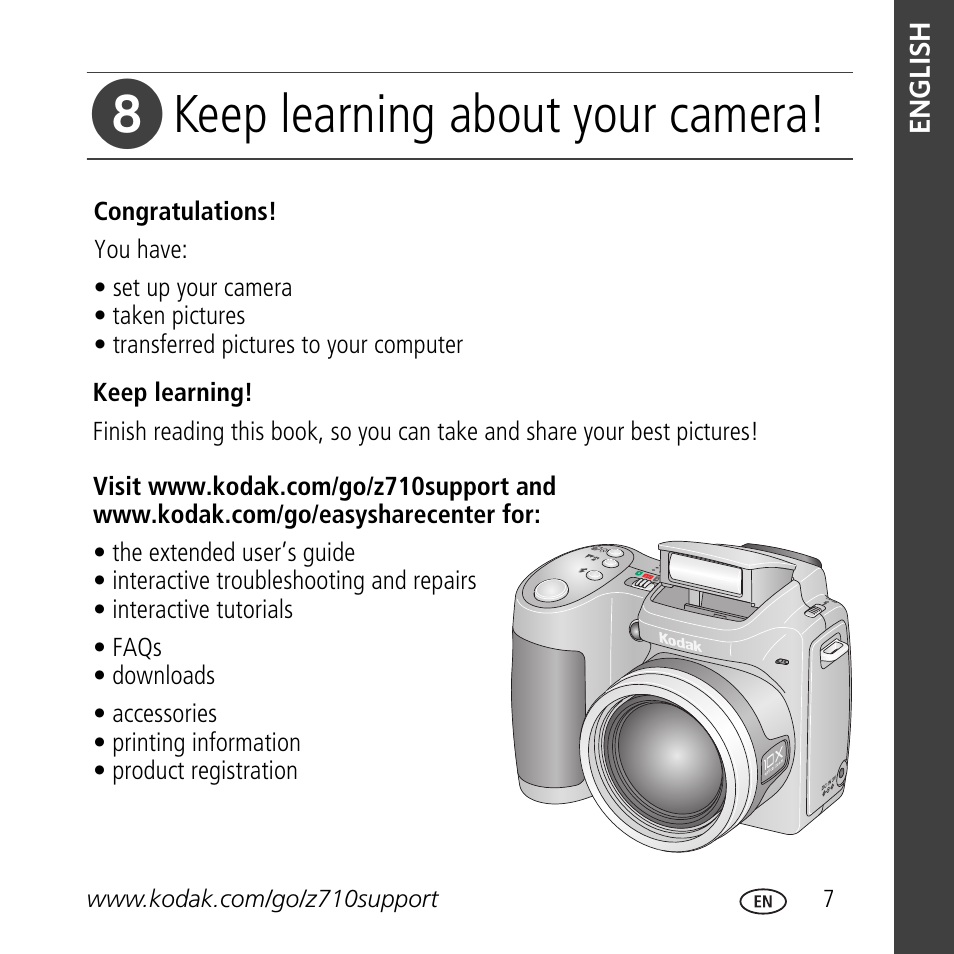 Keep learning about your camera | Kodak Z710 User Manual | Page 7 / 29