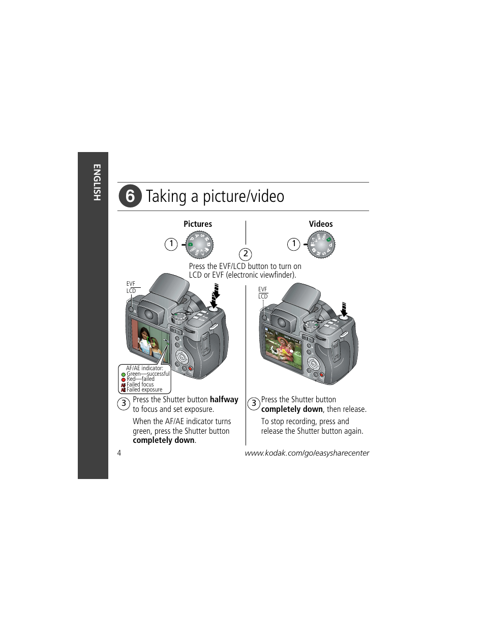 Taking a picture/video | Kodak Z812 IS User Manual | Page 4 / 27