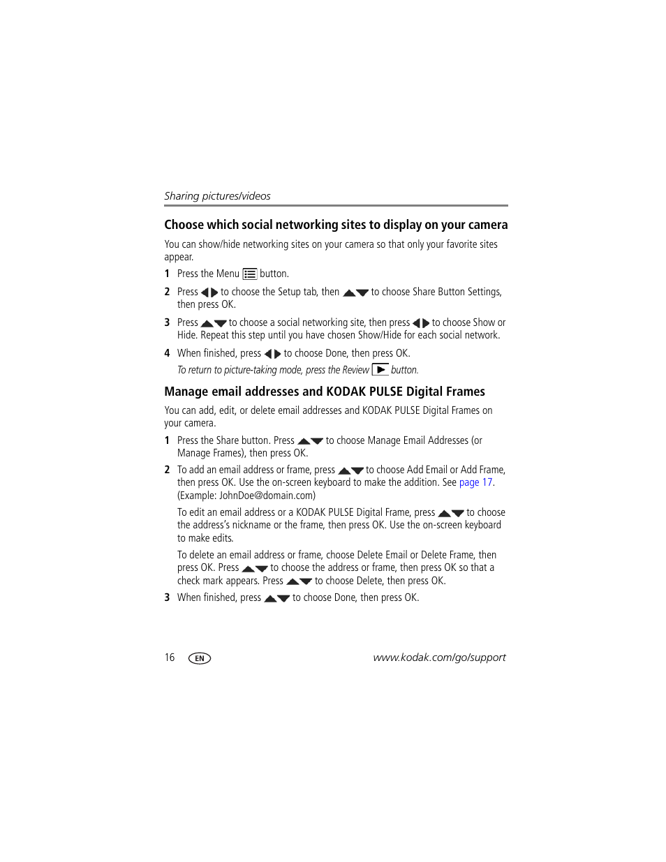 Kodak SPORT C123 User Manual | Page 22 / 63