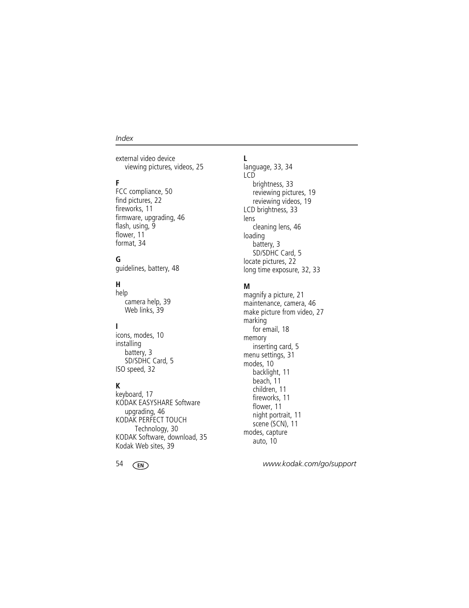 Kodak SPORT C123 User Manual | Page 60 / 63