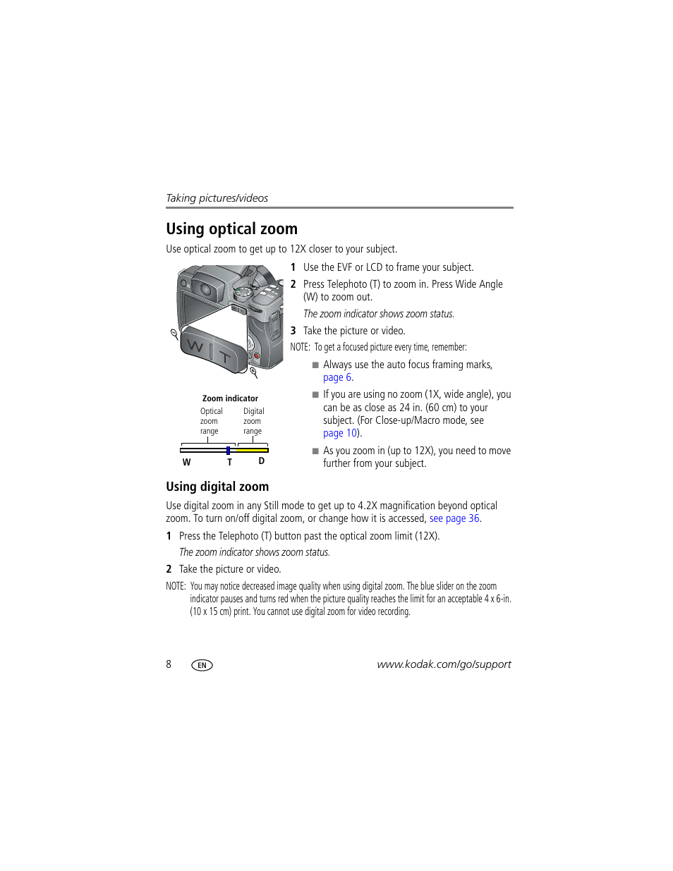 Using optical zoom | Kodak Z812 IS User Manual | Page 14 / 80