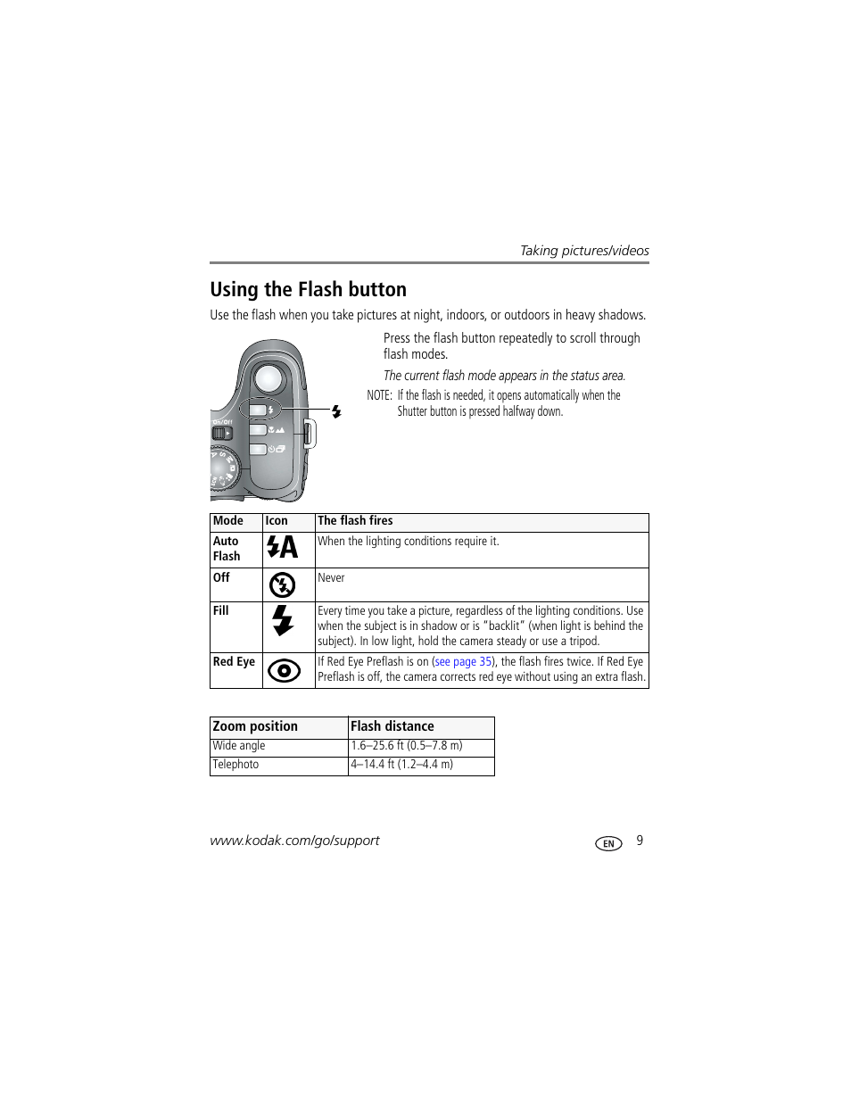 Using the flash button | Kodak Z812 IS User Manual | Page 15 / 80