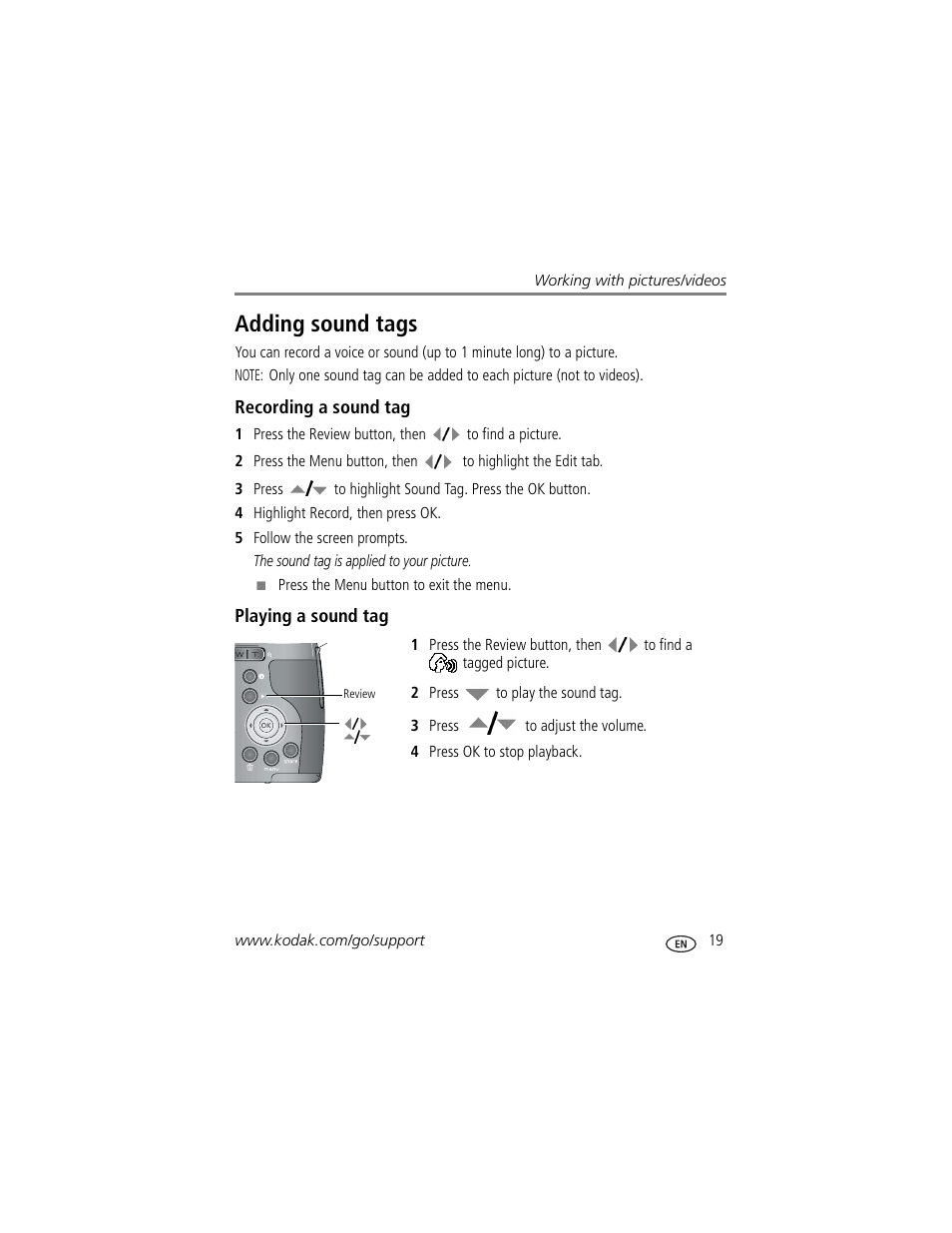 Adding sound tags | Kodak Z812 IS User Manual | Page 25 / 80