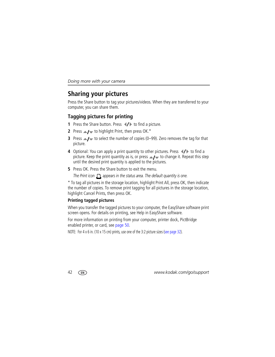 Sharing your pictures | Kodak Z812 IS User Manual | Page 48 / 80