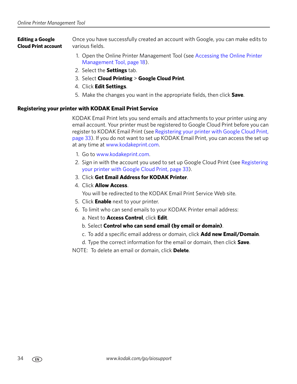 Registering your printer with kodak | Kodak OFFICE HERO 6.1 User Manual | Page 40 / 144