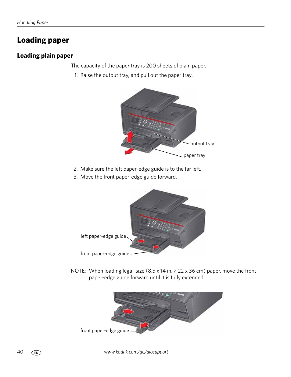 Loading paper, Loading plain paper | Kodak OFFICE HERO 6.1 User Manual | Page 46 / 144