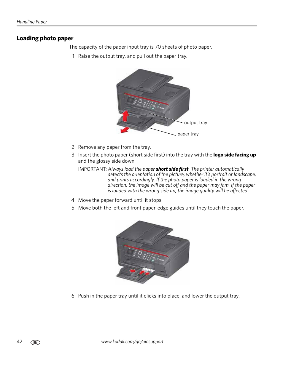 Loading photo paper | Kodak OFFICE HERO 6.1 User Manual | Page 48 / 144