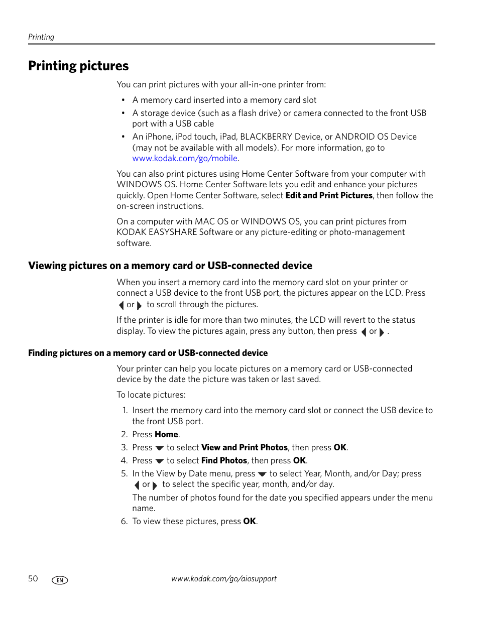 Printing pictures | Kodak OFFICE HERO 6.1 User Manual | Page 56 / 144