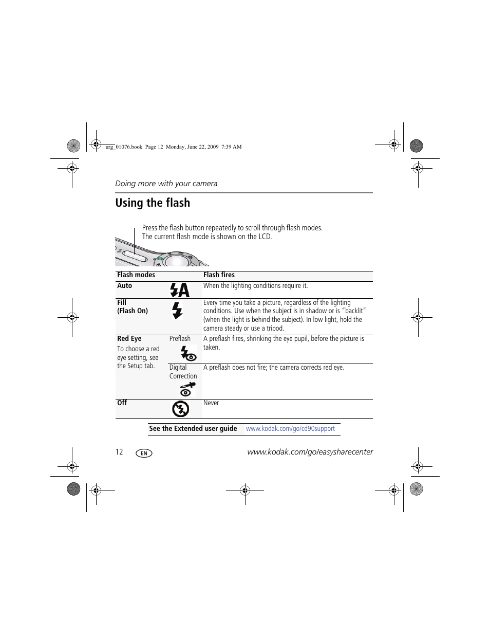 Using the flash | Kodak CD90 User Manual | Page 12 / 18