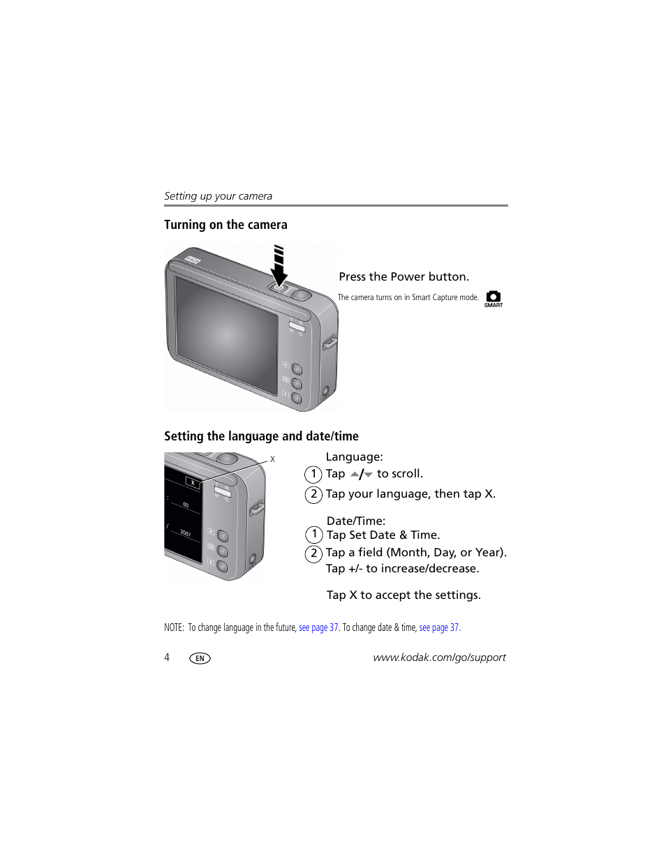 Setting the language and date/time | Kodak V1073 User Manual | Page 10 / 78